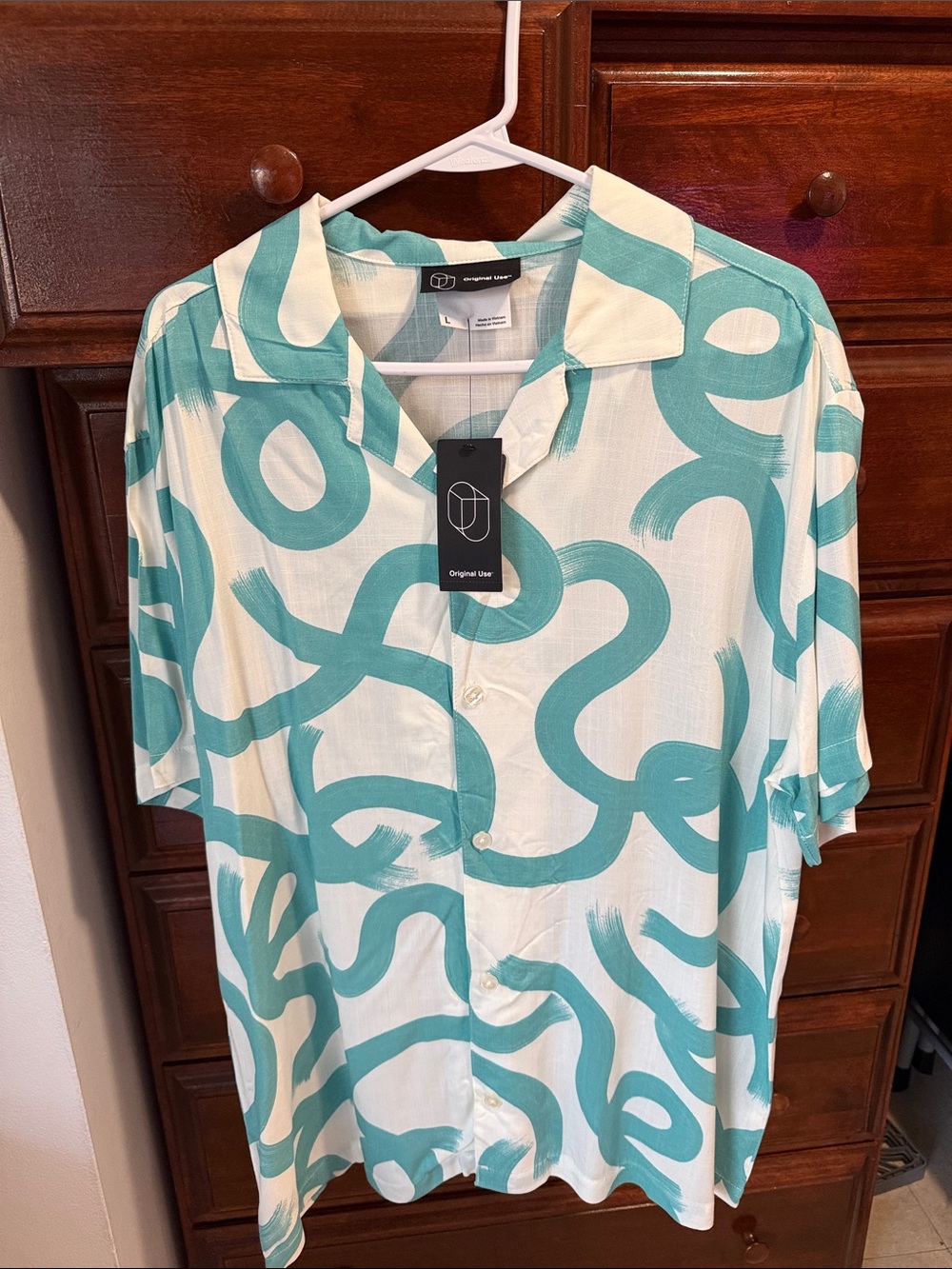 Original Use Teal Swirl Short-Sleeve Button-Down Shirt